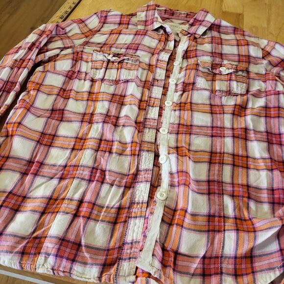 Aeropostale Pink Plaid Flannel Button Down Collared Shirt XL 20" P2P - Picture 2 of 8